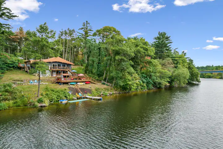 House on the river in the woods